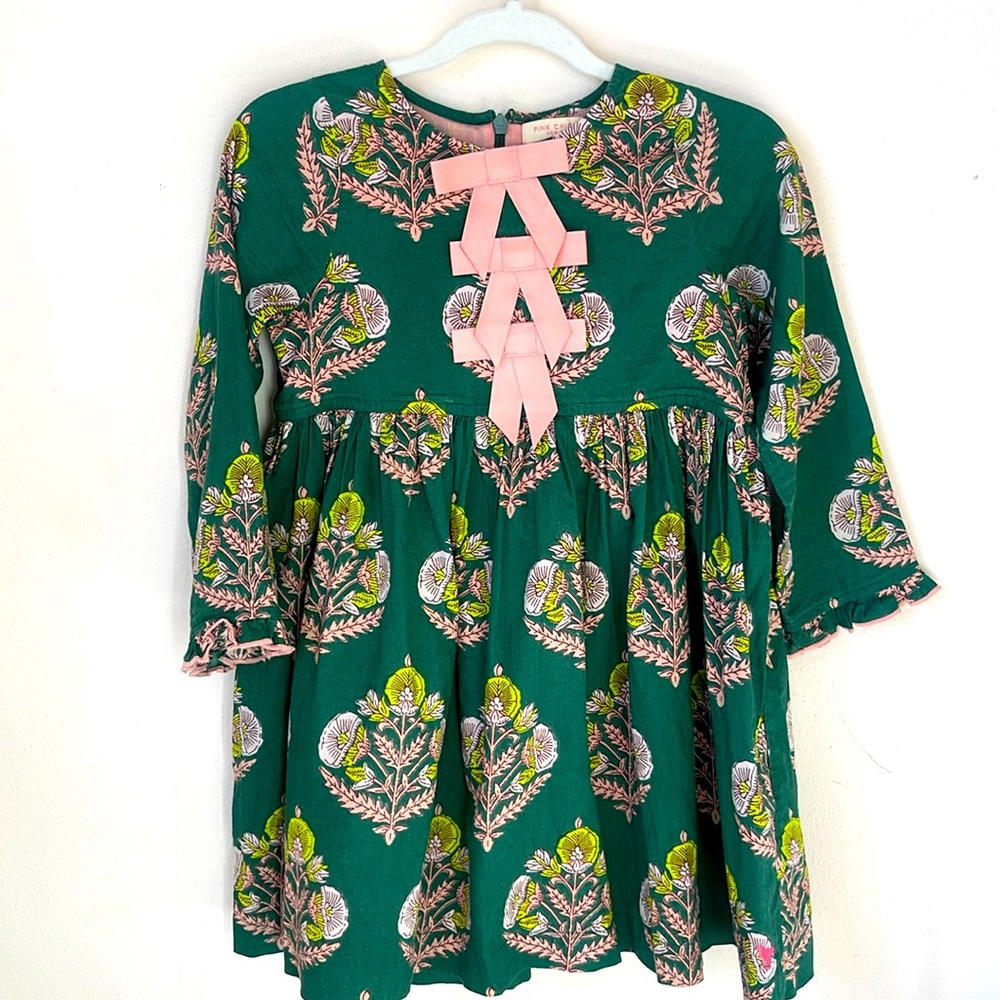 Pink Chicken Cotton dress. Floral print and bow details. In great condition.